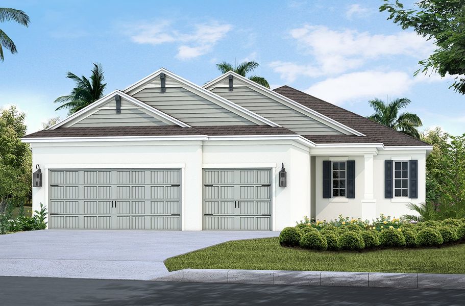 Representative exterior photo of a completed home built from the Sea Star by Neal Communities in Canoe Creek, Parrish, FL (Image 1). Representative exterior photo of a completed home built from the Sea Star by Neal Communities in Canoe Creek, Parrish, FL (Image 1).
