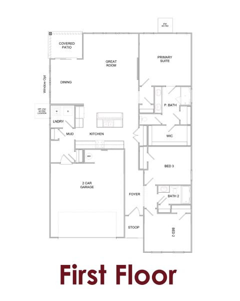 2D floor plan layout for the Aspen by Chafin Communities in Garland Meadows, Cartersville, GA (Image 3).