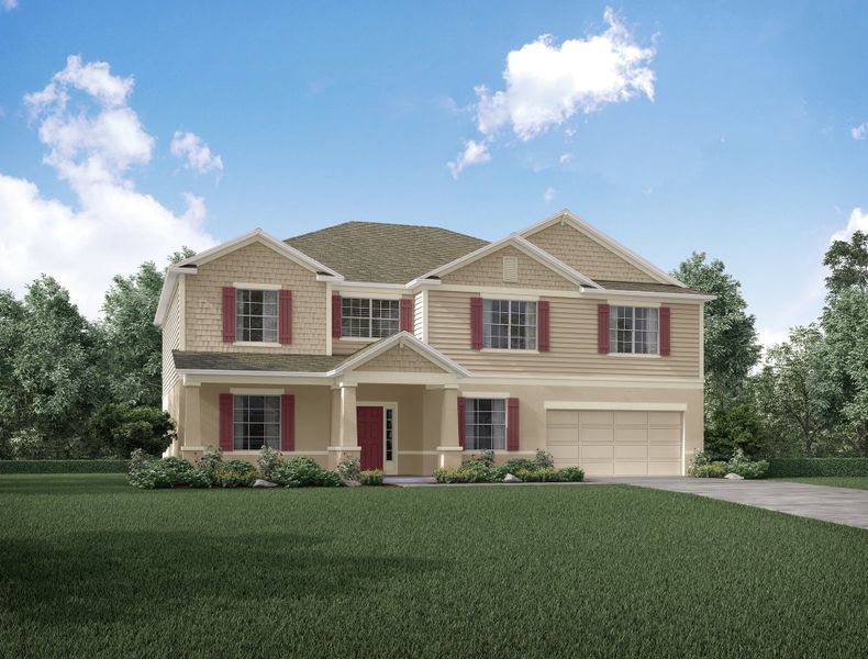 Representative exterior photo of a completed home built from the Westfield by Maronda Homes in Coastal Communities, Edgewater, FL (Image 17).