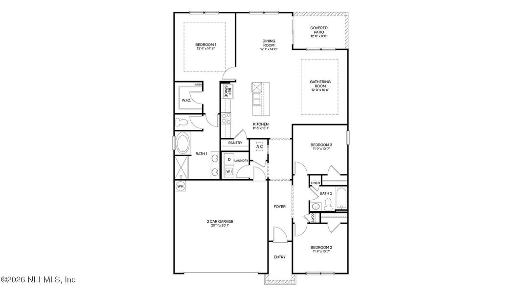 2D floor plan layout of this home in Bridle Creek, Jacksonville, FL (Image 3).