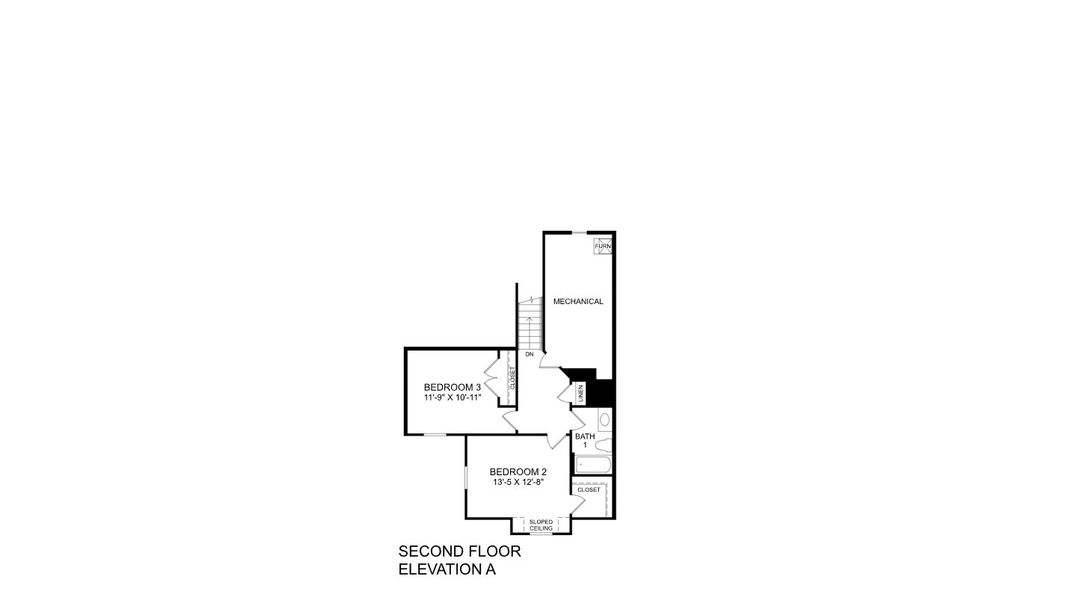 2D floor plan layout for the Caroline by Ryan Homes in Albemarle Villas, Hertford, NC (Image 2).