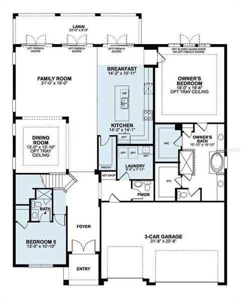 2D floor plan layout of this home in Ravencliffe, Oviedo, FL (Image 3).