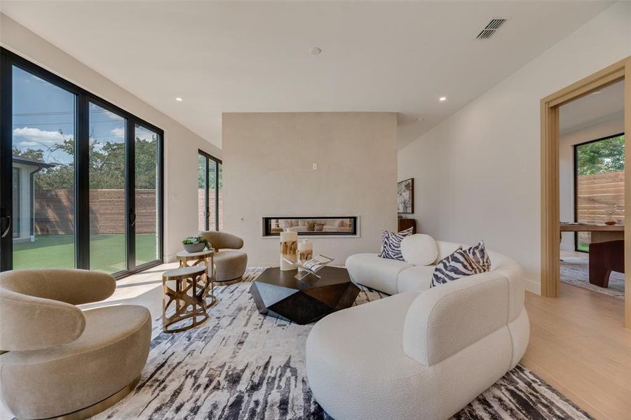 Living room featuring light wood-type flooring