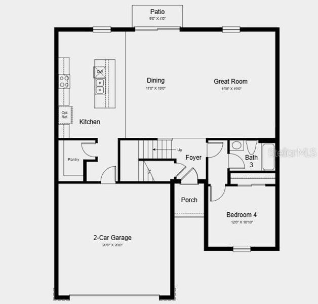 2D floor plan layout of this home in Waterstone, Groveland, FL (Image 2).
