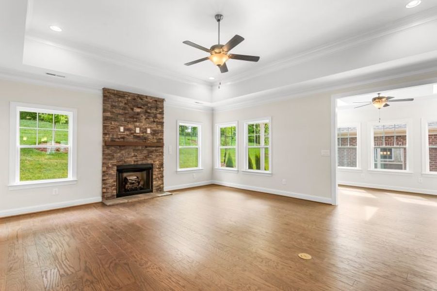 Representative unfurnished interior of a home built from the Somerset by Keystone Homes NC in Weybridge, Burlington (Image 38). Representative unfurnished interior of a home built from the Somerset by Keystone Homes NC in Weybridge, Burlington (Image 38).