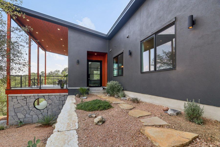 Doorway to property with stucco siding Doorway to property with stucco siding