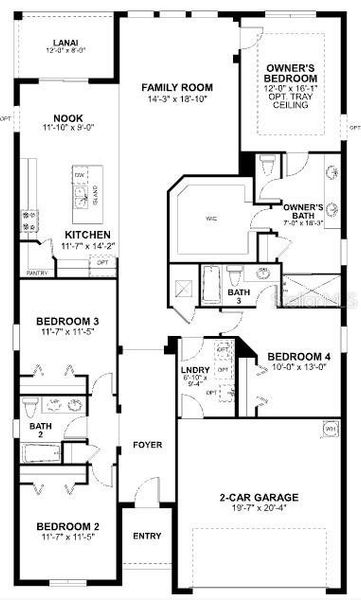 2D floor plan layout of this home in Estates at Rivercrest, Sanford, FL (Image 6).