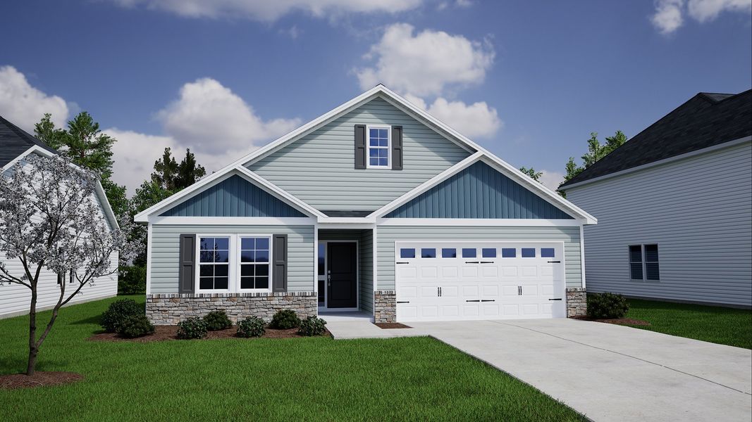 Representative exterior photo of a completed home built from the Gwinnett - Genesis Value Collection by Mungo Homes in Killians Crossing, Blythewood, SC (Image 32).
