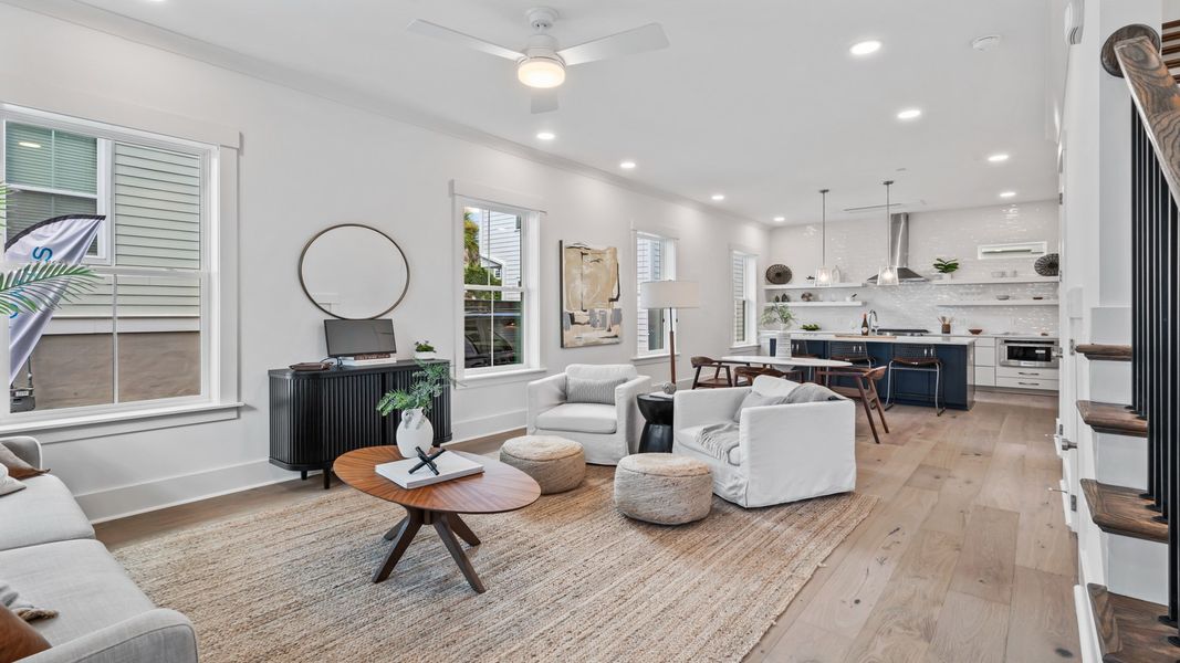 Beautifully designed living room in the Sullivan home plan with comfortable gathering space and stylish finishes.