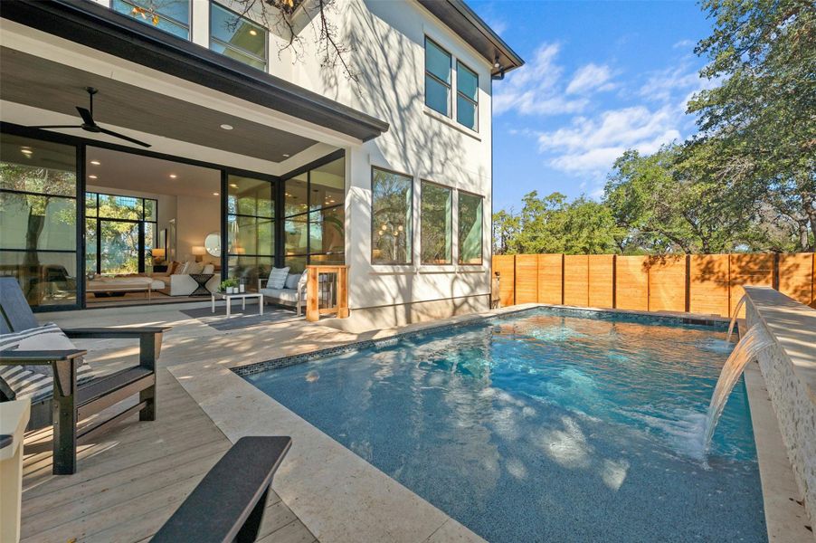 Exterior details and patio area of a home in , Austin (Image 1). Exterior details and patio area of a home in , Austin (Image 1).