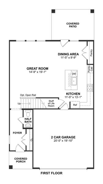 2D floor plan layout for the Honey Myrtle by K. Hovnanian® Homes in Heritage Ranch, Sherman, TX (Image 3).