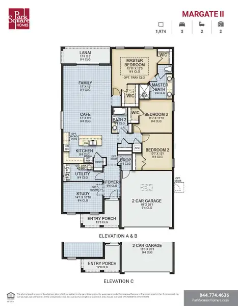2D floor plan layout for the Margate II by Park Square Residential in Leela Reserve, Tavares, FL (Image 3). 2D floor plan layout for the Margate II by Park Square Residential in Leela Reserve, Tavares, FL (Image 3).