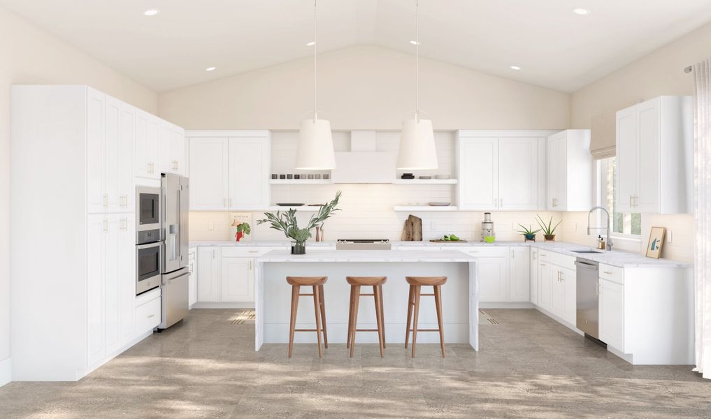 Kitchen with modern pendant lighting