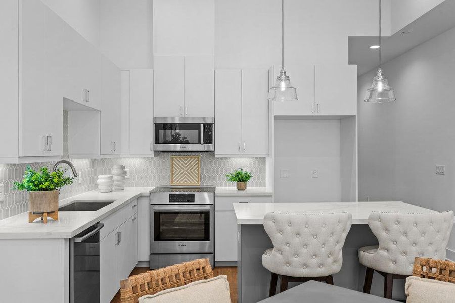 Furnished interior view inside a new home in Bluebonnet Lofts, Austin (Image 15). Furnished interior view inside a new home in Bluebonnet Lofts, Austin (Image 15).