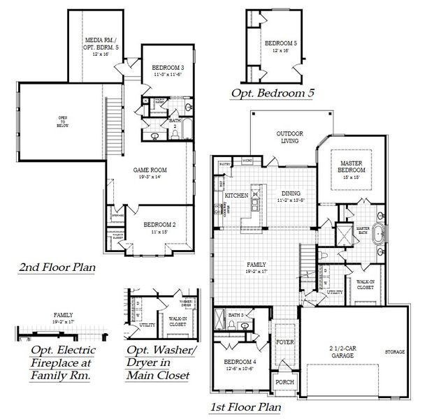 2D floor plan layout of this home in Parkside on the River, Georgetown, TX (Image 4).