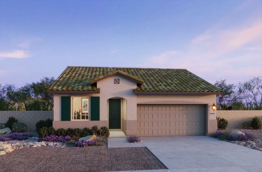 Representative exterior photo of a completed home built from the 3503 by Risewell Homes in Copper Falls, Goodyear, AZ (Image 4).