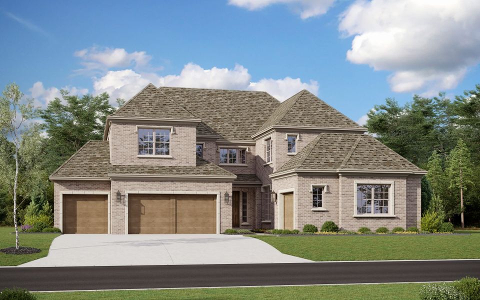 Representative exterior photo of a completed home built from the 5032 by Tradition Homes in Mosaic – 70′ Lots, Prosper, TX (Image 26).