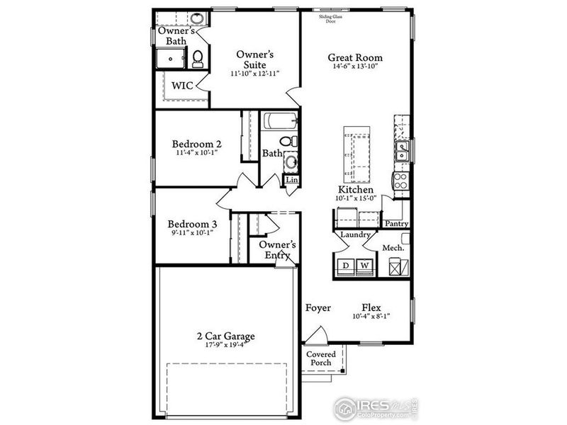 2D floor plan layout of this home in Sage Meadows, Wellington, CO (Image 4).