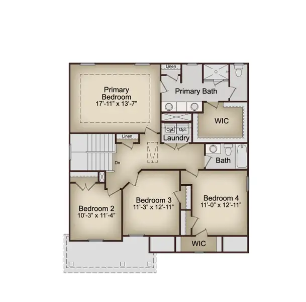 2D floor plan layout of this home in Oakhill Estates, Adairsville, GA (Image 3).