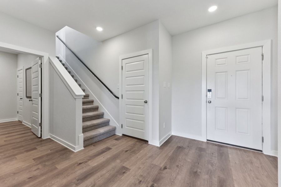 A staircase in a house. A staircase in a house.