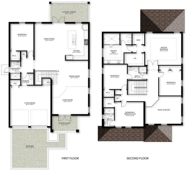 2D floor plan layout for the Caitlyn by Century Homebuilders Group in Century Heights, Miami, FL (Image 3).