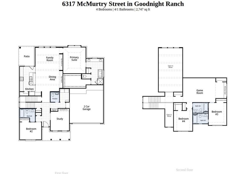 2D floor plan layout of this home in Goodnight Ranch, Austin, TX (Image 3). 2D floor plan layout of this home in Goodnight Ranch, Austin, TX (Image 3).