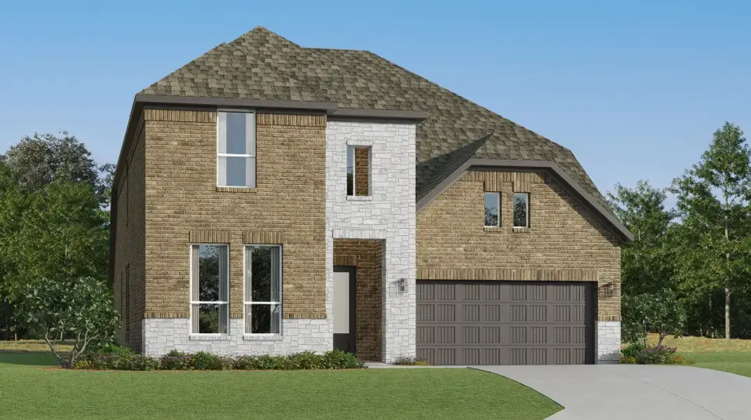 Front exterior of a new home in Brookmill, San Antonio, TX, highlighting curb appeal (Image 1). Front exterior of a new home in Brookmill, San Antonio, TX, highlighting curb appeal (Image 1).