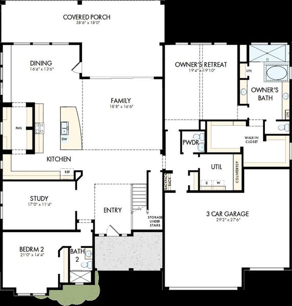 2D floor plan layout of this home in Headwaters 80' - Executive Series, Dripping Springs, TX (Image 5). 2D floor plan layout of this home in Headwaters 80' - Executive Series, Dripping Springs, TX (Image 5).