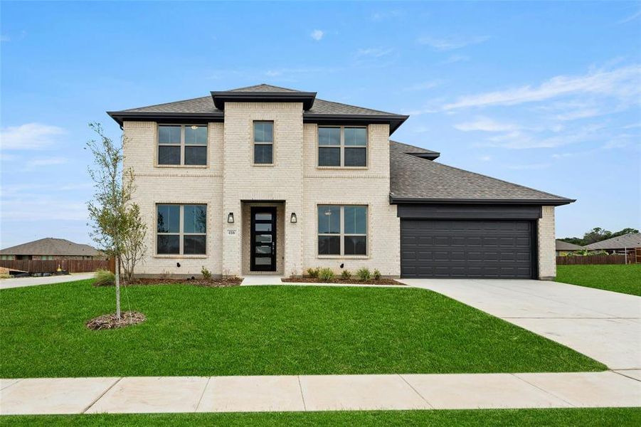 Front exterior of a new home in Stone Eagle, Azle, TX, highlighting curb appeal (Image 2). Front exterior of a new home in Stone Eagle, Azle, TX, highlighting curb appeal (Image 2).