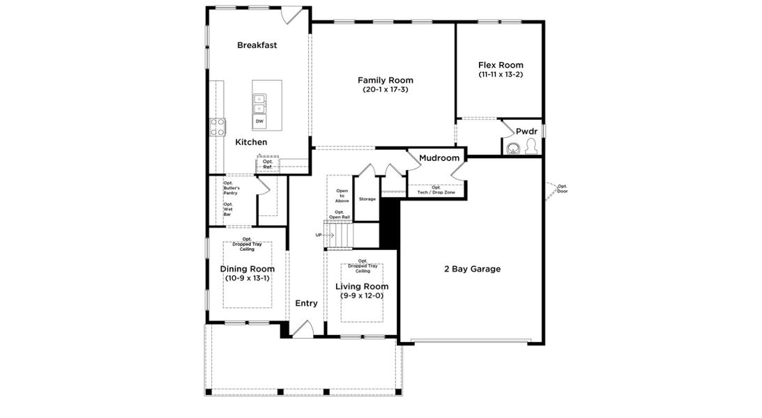 2D floor plan layout for the Stonehaven  II by DRB Homes in Pamlico Terrace, Awendaw, SC (Image 3).