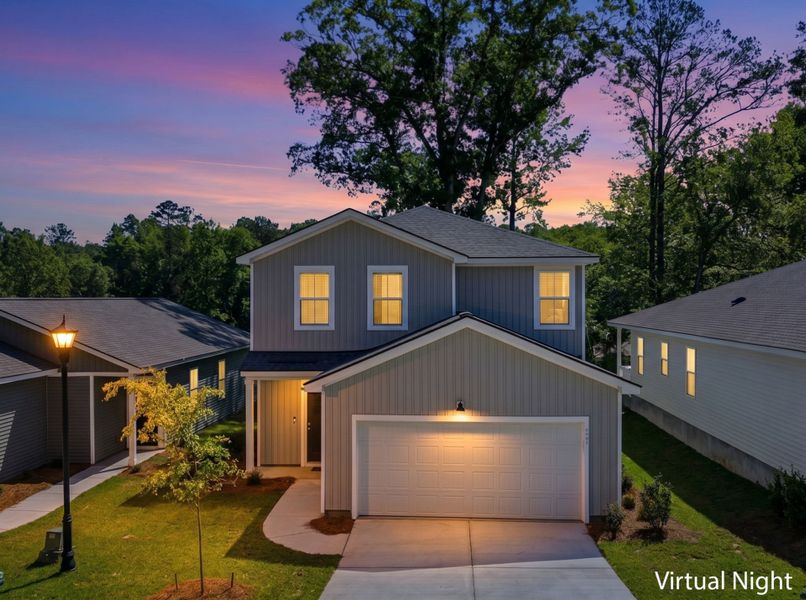 Front exterior of a new home in Grand Arbor, Blythewood, SC, highlighting curb appeal (Image 1). Front exterior of a new home in Grand Arbor, Blythewood, SC, highlighting curb appeal (Image 1).