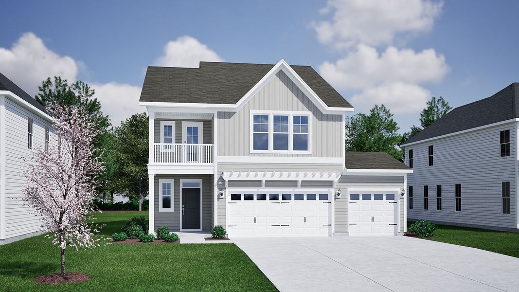 Representative exterior photo of a completed home built from the Dabney - Vanguard Collection by Mungo Homes in Porter Ridge, Elgin, SC (Image 15).