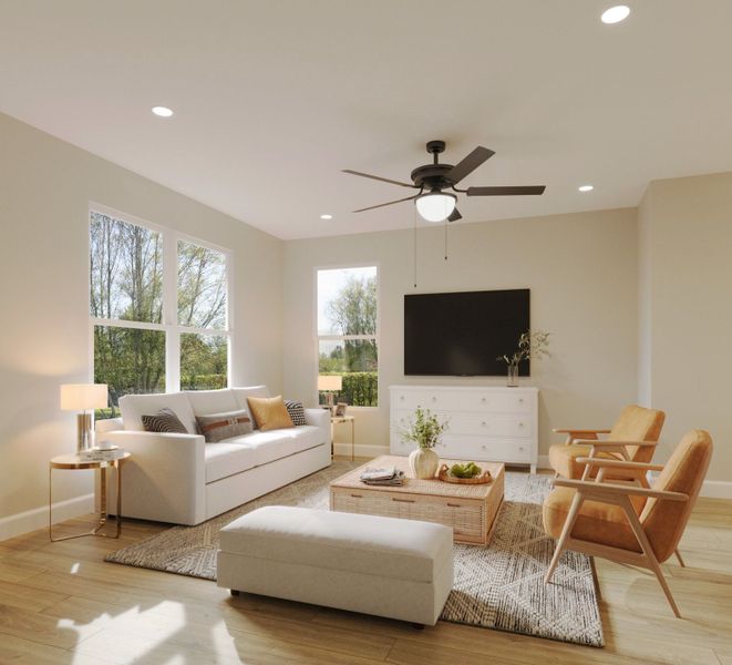 Representative furnished interior of a home built from the Fir by Red Cedar Homes in Fitzgerald Townhomes, Charlotte (Image 5).