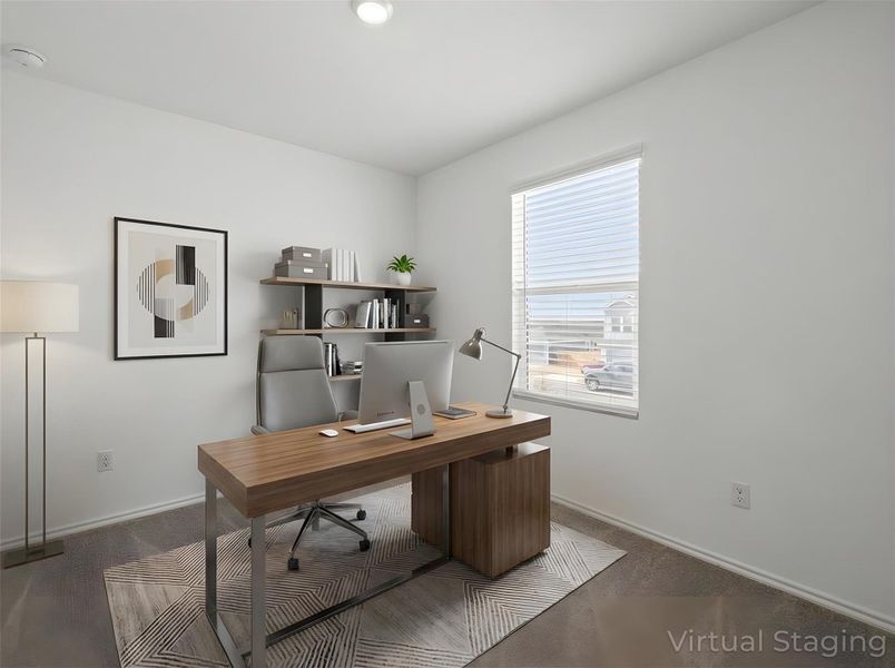 Virtually staged home office