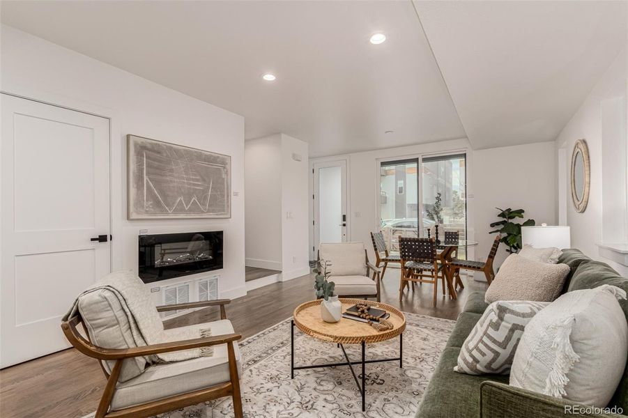 Living room with fireplace