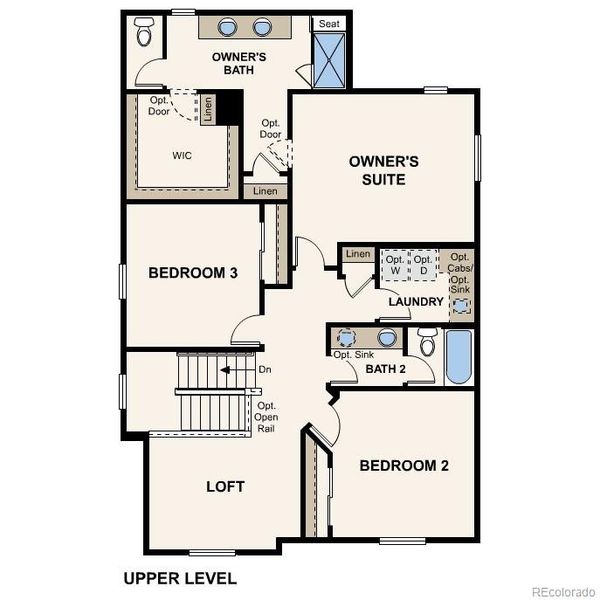 2D floor plan layout of this home in The Boulevard II Collection at Windler, Aurora, CO (Image 4).