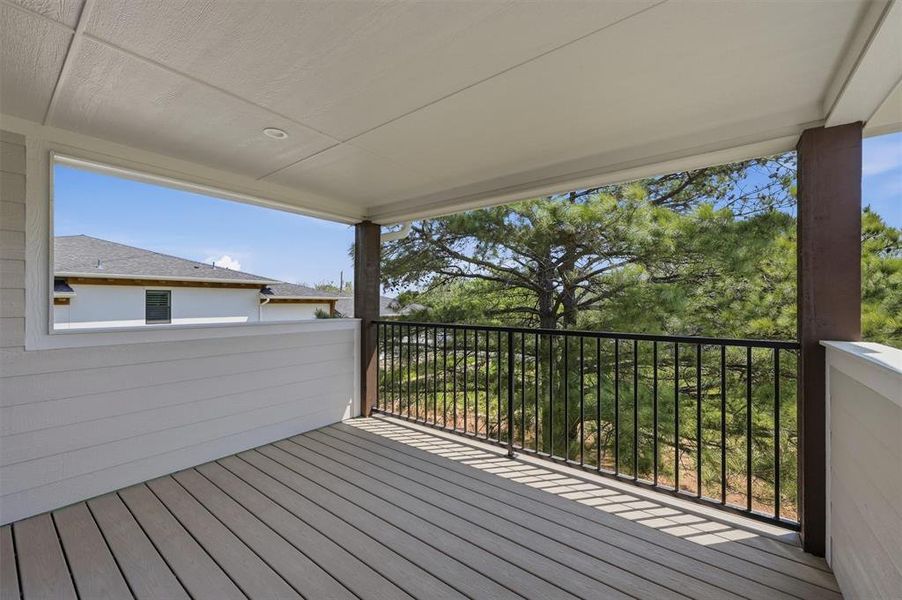 You can see views of the lake from this patio