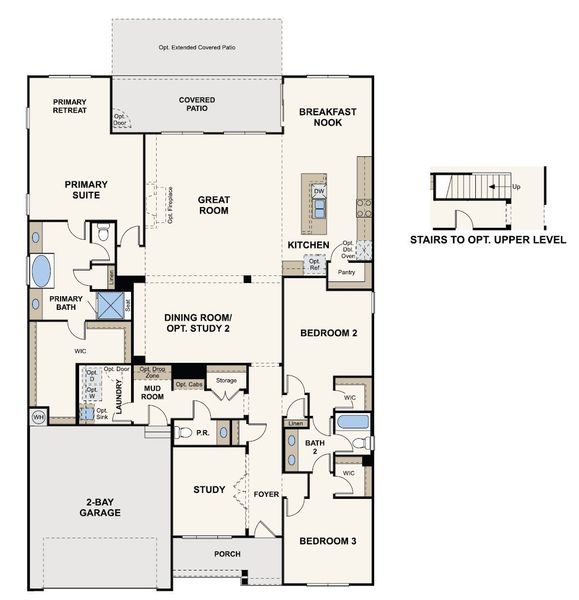 2D floor plan layout for the Rosewood by Century Communities in Echo Grove, Cumming, GA (Image 3).