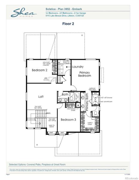 2D floor plan layout of this home in Harmony at Solstice, Littleton, CO (Image 5).