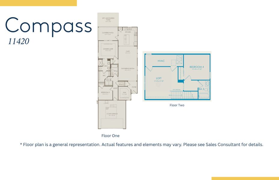 2D floor plan layout of this home in The Haven at Riverlights, Wilmington, NC (Image 4).