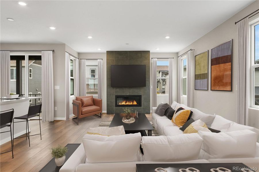 Furnished interior view inside a new home in Tribute at Lyric, Lone Tree (Image 19).