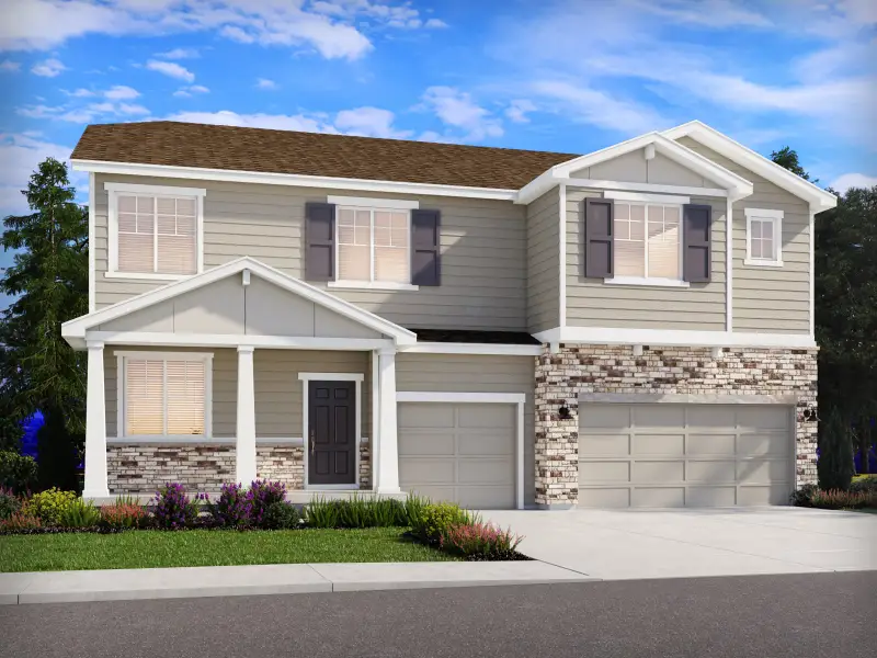Representative exterior photo of a completed home built from the The Fraser by Meritage Homes in Paint Brush Hills, Peyton, CO (Image 5).