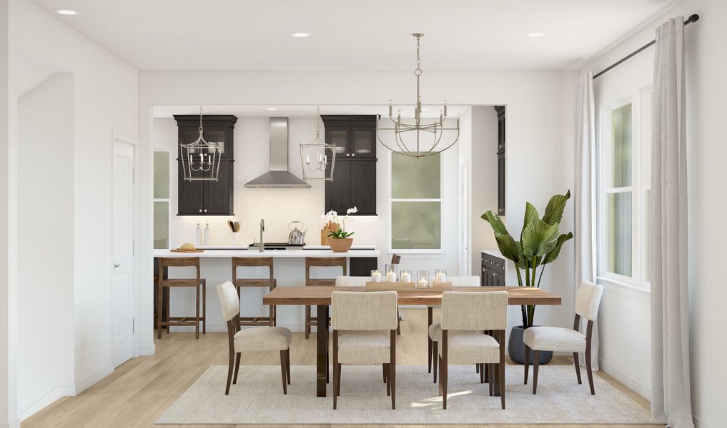 Dining area with chandelier Dining area with chandelier
