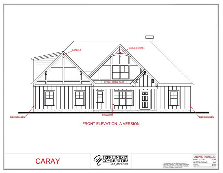 Representative rendering of the exterior for the Caray A by Jeff Lindsey Communities (Image 1).