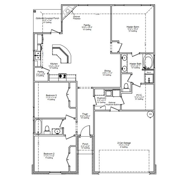 2D floor plan layout for the The Lily by Avonley Homes in Rudder Pointe, Bryan, TX (Image 2). 2D floor plan layout for the The Lily by Avonley Homes in Rudder Pointe, Bryan, TX (Image 2).