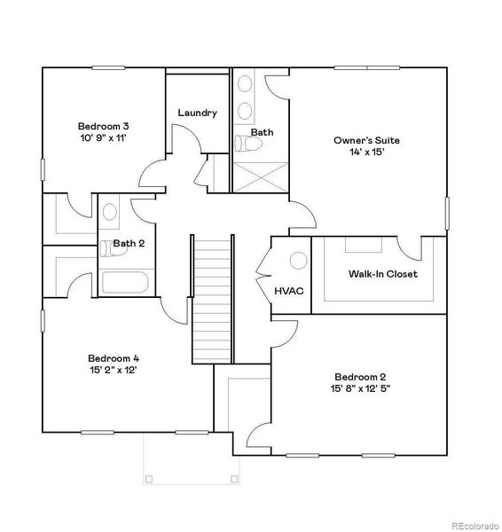 2D floor plan layout of this home in Percheron: The Camden Collection, Colorado Springs, CO (Image 2).