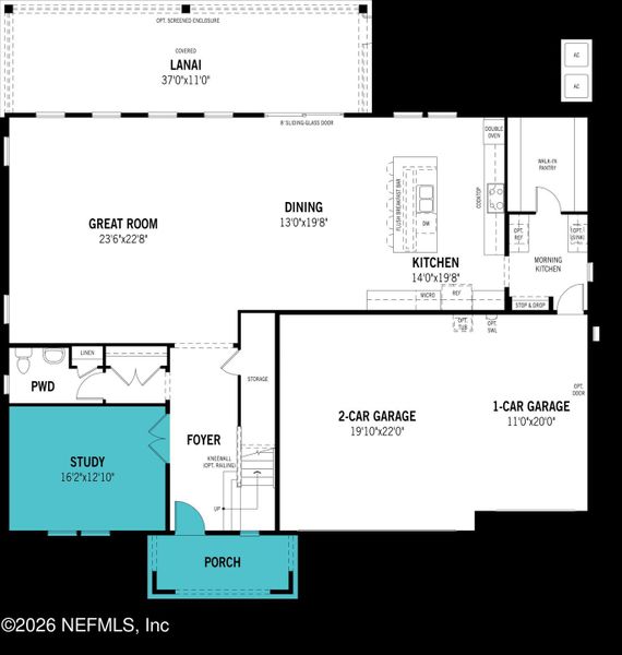 2D floor plan layout of this home in RiverTown, St. Johns, FL (Image 5).