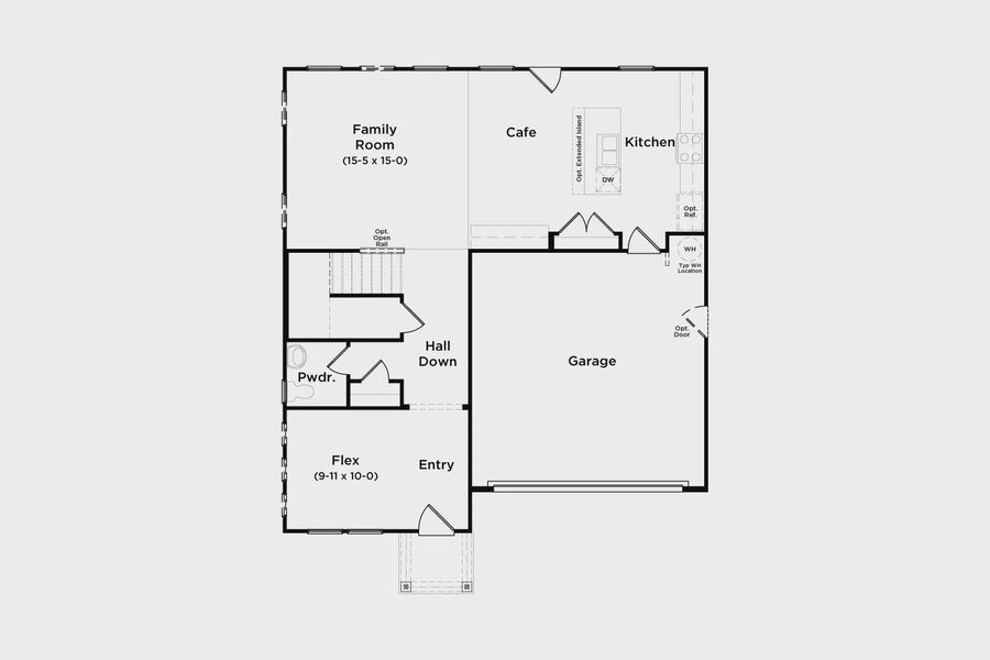 2D floor plan layout for the Pelham by DRB Homes in Cottages of Bearwood, Mount Pleasant, TN (Image 4).