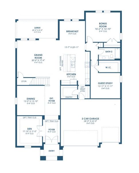 2D floor plan layout for the Westshore II by Homes by WestBay in Pasadena Ridge, Pasadena Hills, FL (Image 4).