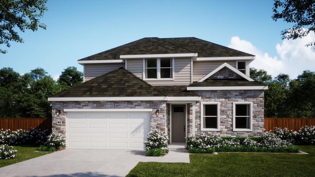 Elevation A with Stone | Mark | Sage Collection – Freedom at Anthem in Kyle, TX by Landsea Homes